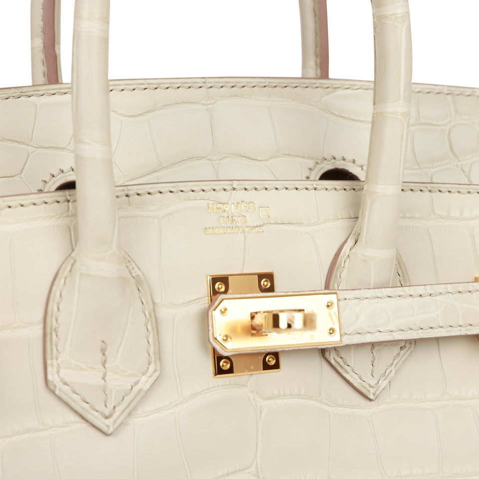 Hermes Birkin 25 Beton Matte Alligator Gold Hardware