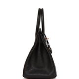 Hermes Birkin 30 Black Ostrich Rose Gold Hardware