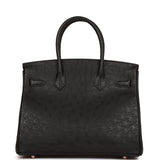 Hermes Birkin 30 Black Ostrich Rose Gold Hardware