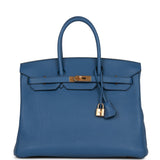 Hermes Birkin 35 Bleu Agate Togo Gold Hardware