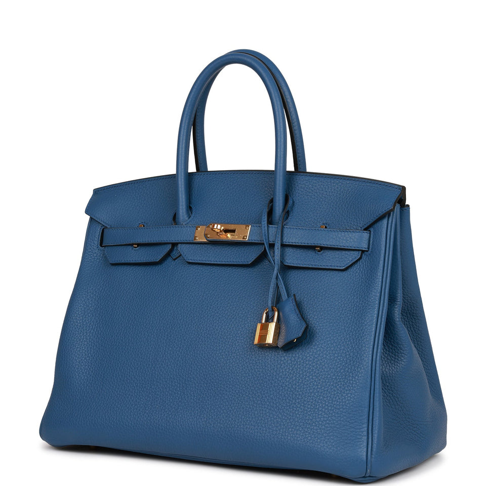 Hermes Birkin 35 Bleu Agate Togo Gold Hardware