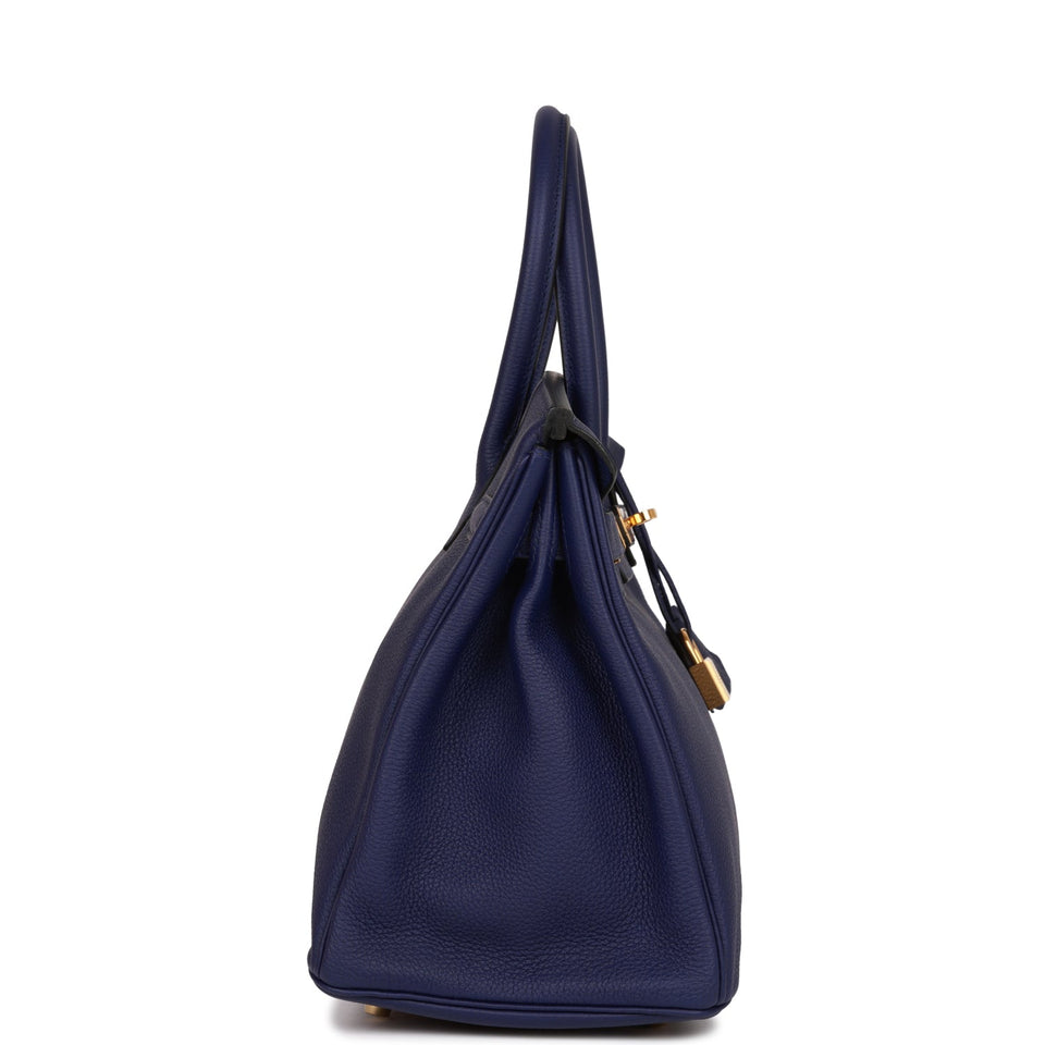 Hermes Birkin 30 Bleu Encre Togo Gold Hardware