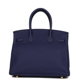 Hermes Birkin 30 Bleu Encre Togo Gold Hardware