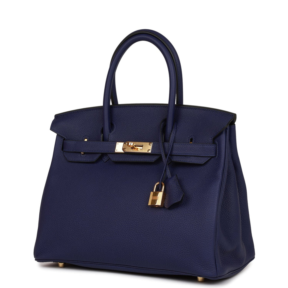 Hermes Birkin 30 Bleu Encre Togo Gold Hardware