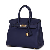 Hermes Birkin 30 Bleu Encre Togo Gold Hardware