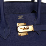 Hermes Birkin 30 Bleu Encre Togo Gold Hardware