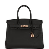 Hermes Birkin 30 Black Togo Rose Gold Hardware