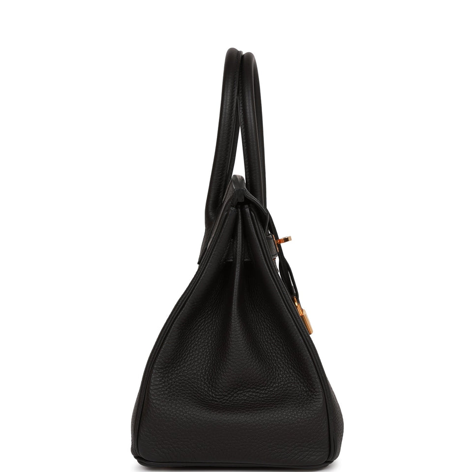 Hermes Birkin 30 Black Togo Rose Gold Hardware