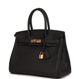 Hermes Birkin 30 Black Togo Rose Gold Hardware