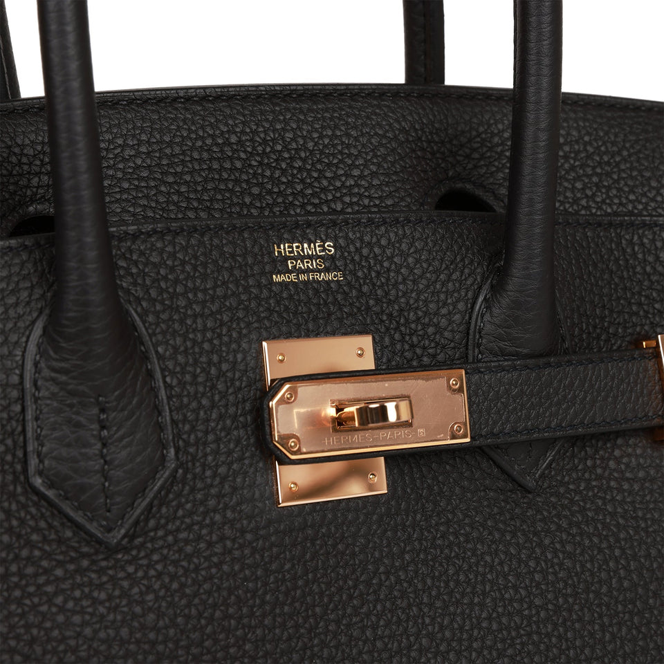 Hermes Birkin 30 Black Togo Rose Gold Hardware