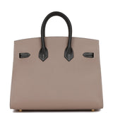 Hermes Special Order (HSS) Birkin Sellier 25 Etoupe and Black Epsom Brushed Gold Hardware