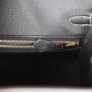 Hermes Special Order (HSS) Birkin Sellier 25 Etoupe and Black Epsom Brushed Gold Hardware