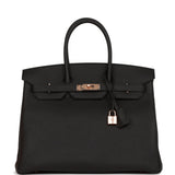 Hermes Birkin 35 Black Togo Rose Gold Hardware