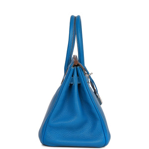 Hermes Eclat Birkin 30 Mykonos and White Clemence Palladium Hardware