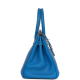 Hermes Eclat Birkin 30 Mykonos and White Clemence Palladium Hardware