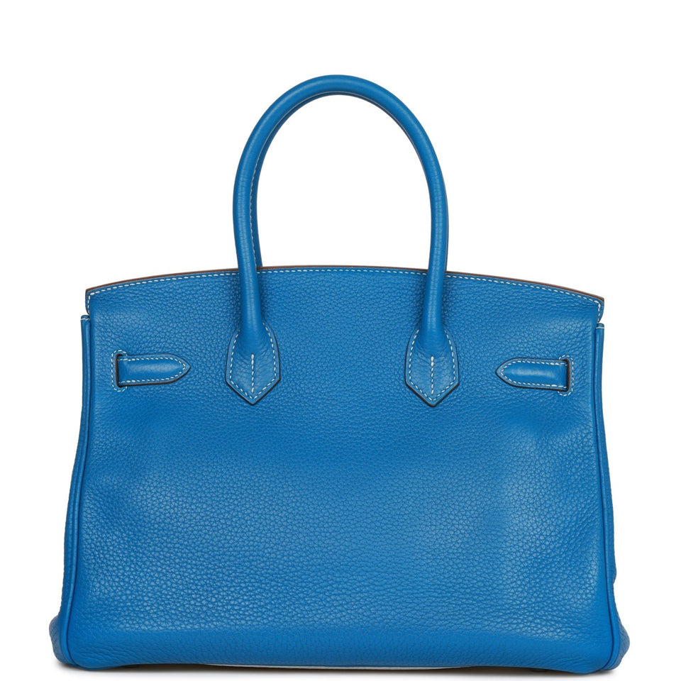 Hermes Eclat Birkin 30 Mykonos and White Clemence Palladium Hardware