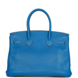 Hermes Eclat Birkin 30 Mykonos and White Clemence Palladium Hardware