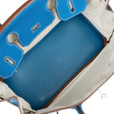 Hermes Eclat Birkin 30 Mykonos and White Clemence Palladium Hardware