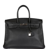 Hermes Birkin 35 Black Clemence Palladium Hardware