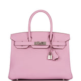 Hermes Birkin 30 Mauve Sylvestre Clemence Palladium Hardware