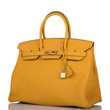 Hermes Birkin 35 Jaune Ambre Togo Gold Hardware
