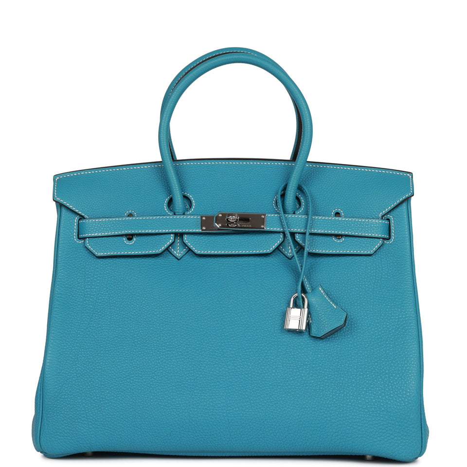 Hermes Birkin 35 Bleu Jean Togo Palladium Hardware