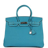 Hermes Birkin 35 Bleu Jean Togo Palladium Hardware