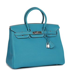 Hermes Birkin 35 Bleu Jean Togo Palladium Hardware