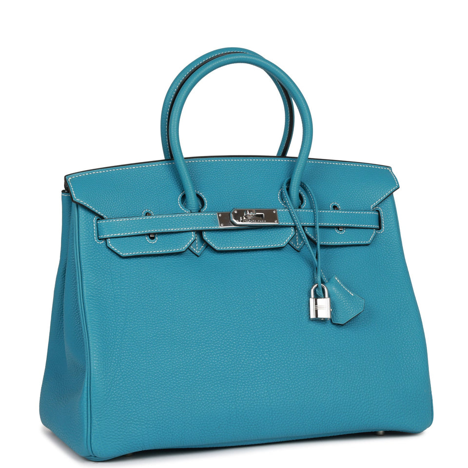 Hermes Birkin 35 Bleu Jean Togo Palladium Hardware