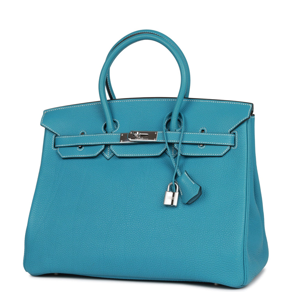 Hermes Birkin 35 Bleu Jean Togo Palladium Hardware