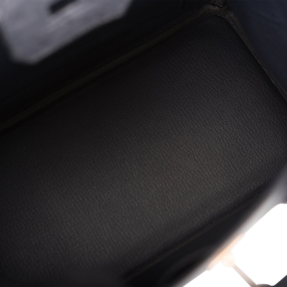 Hermes Birkin 25 Bleu Indigo Ostrich Rose Gold Hardware