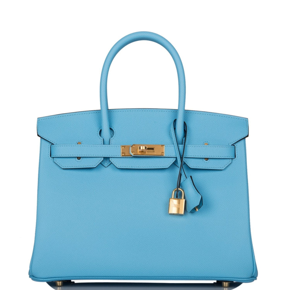 Hermes Birkin 30 Celeste Epsom Gold Hardware