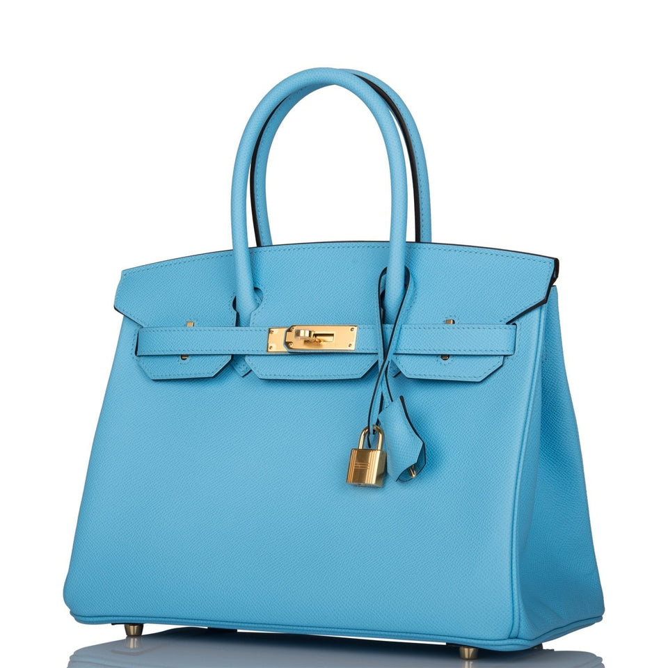 Hermes Birkin 30 Celeste Epsom Gold Hardware