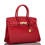Hermes Birkin 30 Rouge Casaque Epsom Gold Hardware