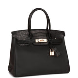 Hermes Birkin 30 Black Matte Alligator and Togo Touch Rose Gold Hardware