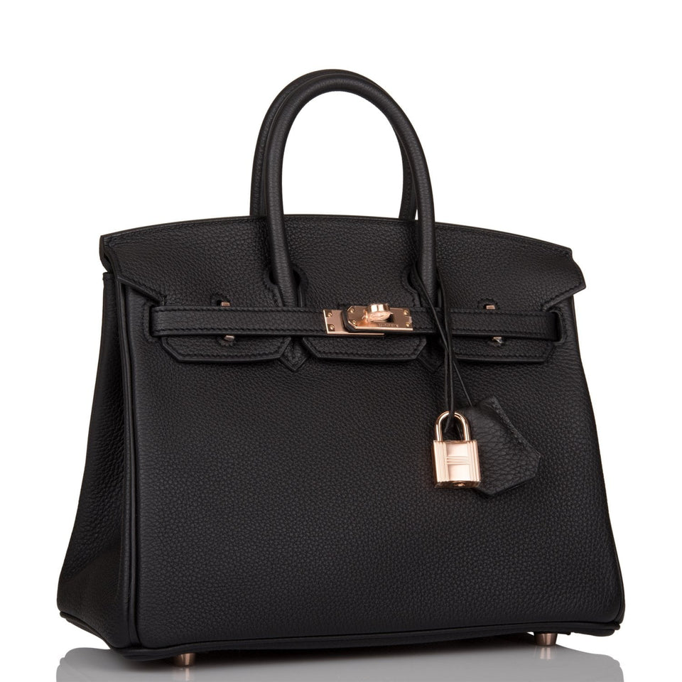 Hermes Birkin 25 Black Togo Rose Gold Hardware