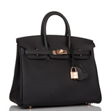 Hermes Birkin 25 Black Togo Rose Gold Hardware
