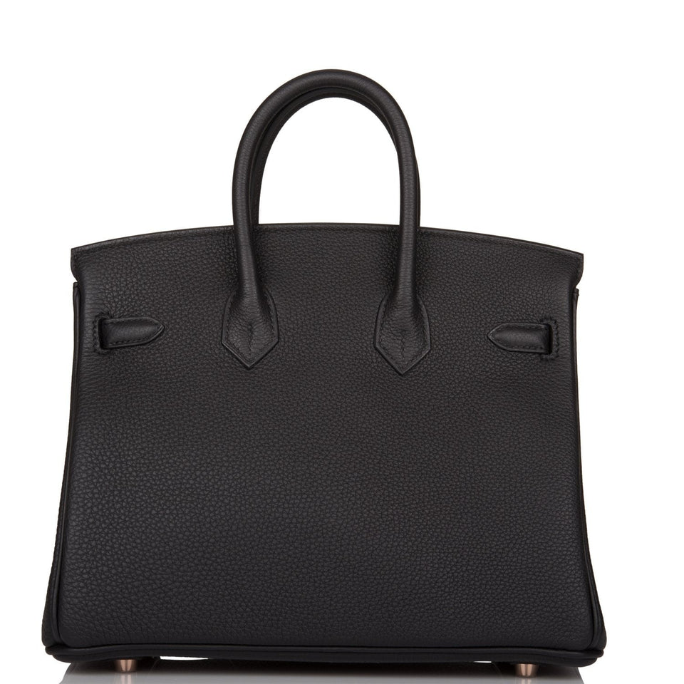 Hermes Birkin 25 Black Togo Rose Gold Hardware