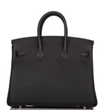 Hermes Birkin 25 Black Togo Rose Gold Hardware