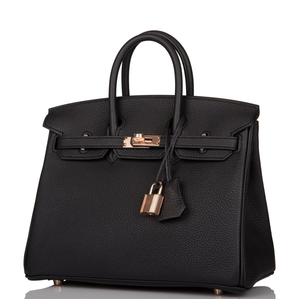 Hermes Birkin 25 Black Togo Rose Gold Hardware