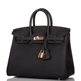 Hermes Birkin 25 Black Togo Rose Gold Hardware