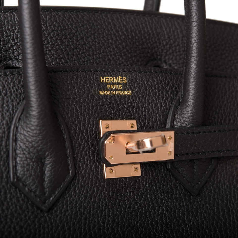 Hermes Birkin 25 Black Togo Rose Gold Hardware