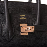 Hermes Birkin 25 Black Togo Rose Gold Hardware