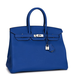 Hermes Birkin 35 Bleu Royal Togo Palladium Hardware
