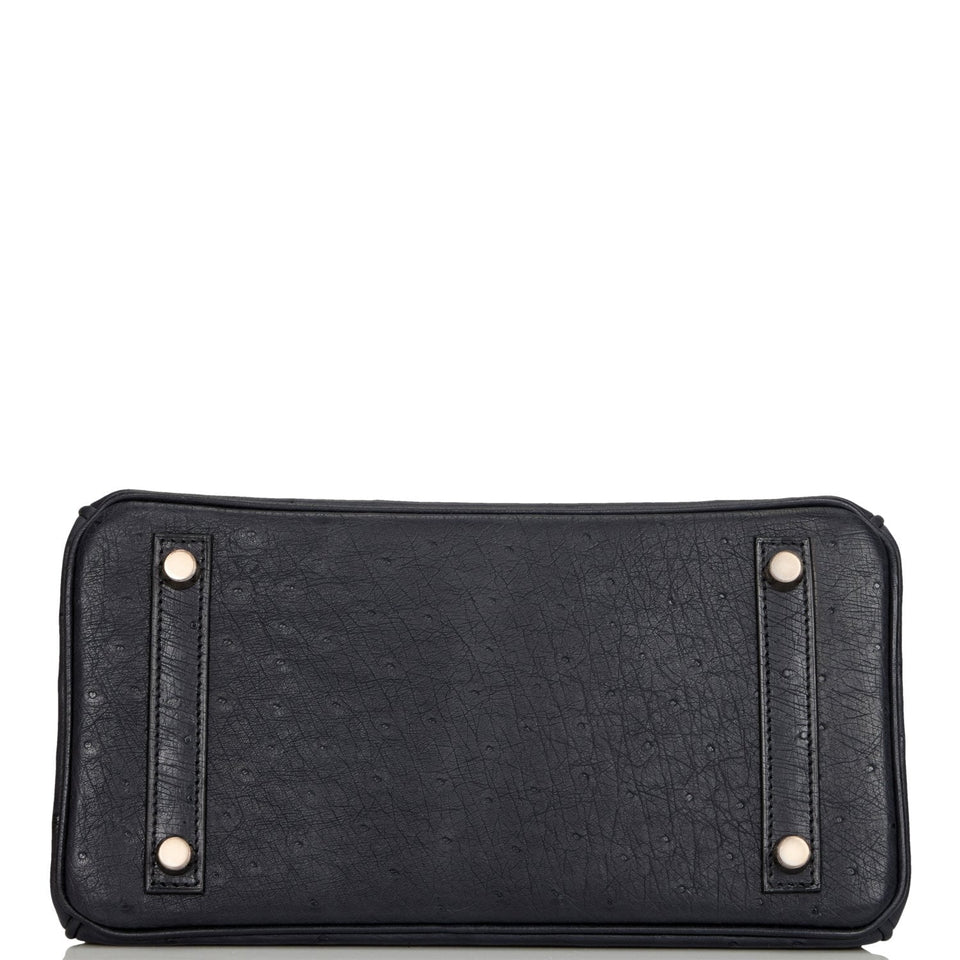 Hermes Birkin 25 Bleu Indigo Ostrich Rose Gold Hardware