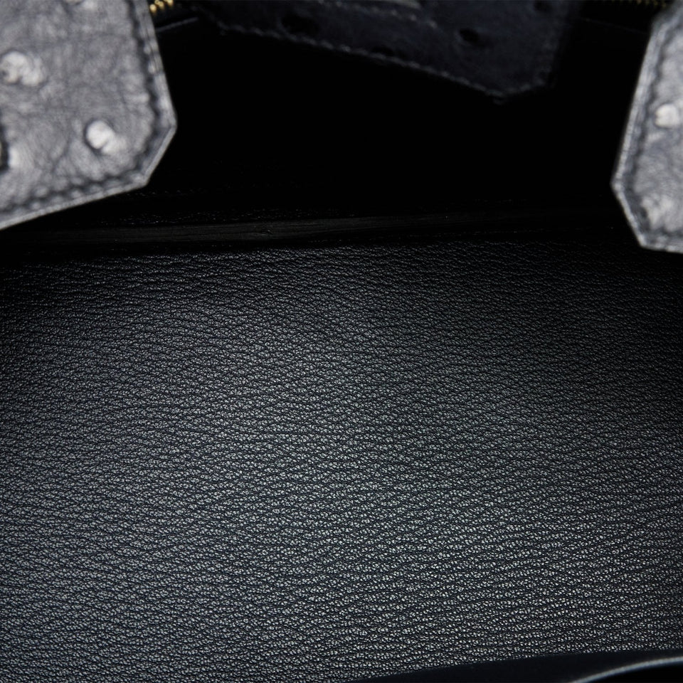 Hermes Birkin 25 Bleu Indigo Ostrich Rose Gold Hardware