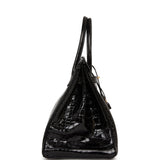 Hermes Birkin 35 Black Shiny Porosus Crocodile Gold Hardware
