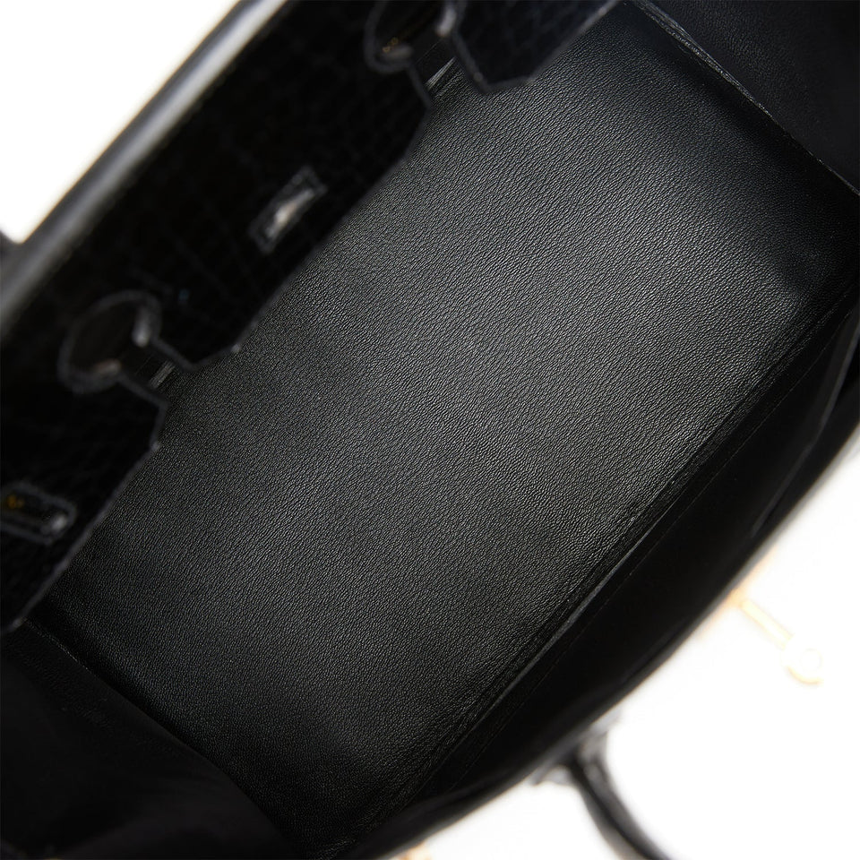 Hermes Birkin 35 Black Shiny Porosus Crocodile Gold Hardware