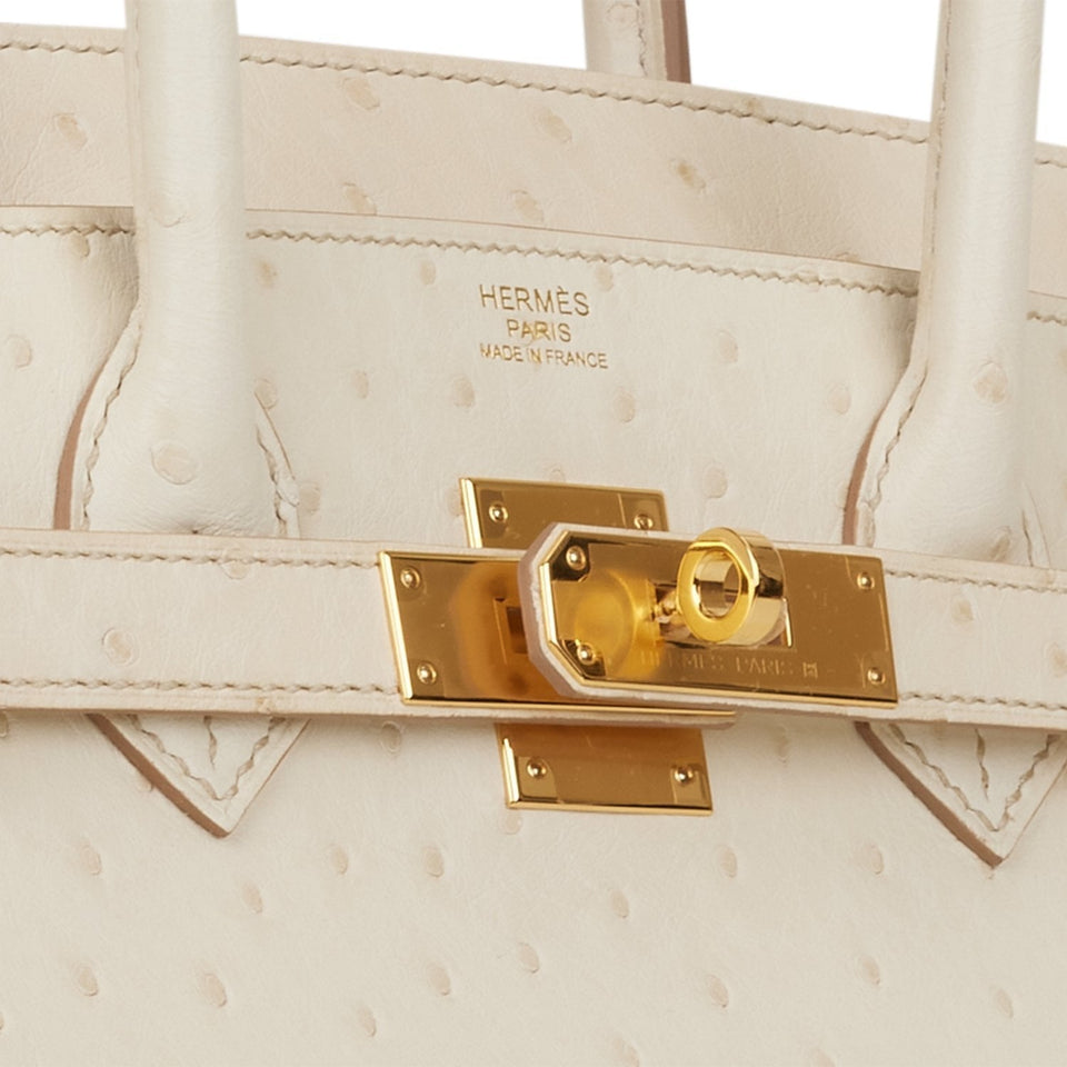 Hermes Birkin 30 Beton Ostrich Gold Hardware