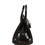 Hermes Birkin 25 Black Shiny Niloticus Crocodile Gold Hardware